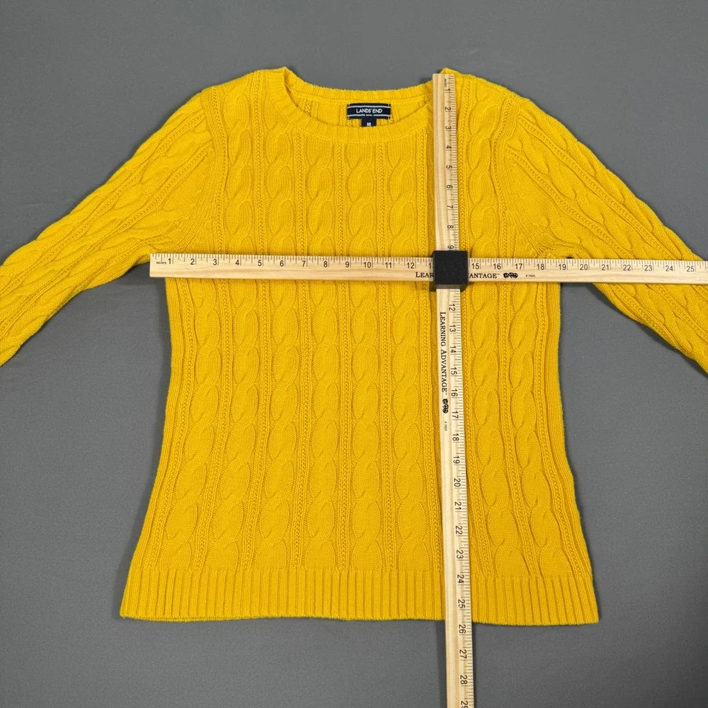 Lands' End Sweater Yellow Women's Medium 100% Cotton Excellent - Picture 4 of 9